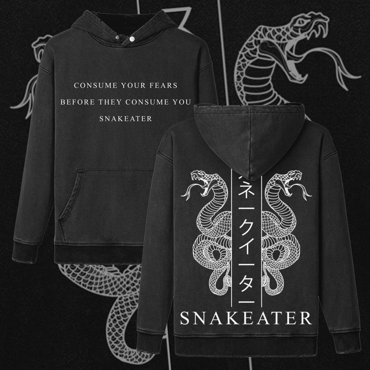 SNAKEATER | Consume Your Fears | Gothic Oversized Hoodie