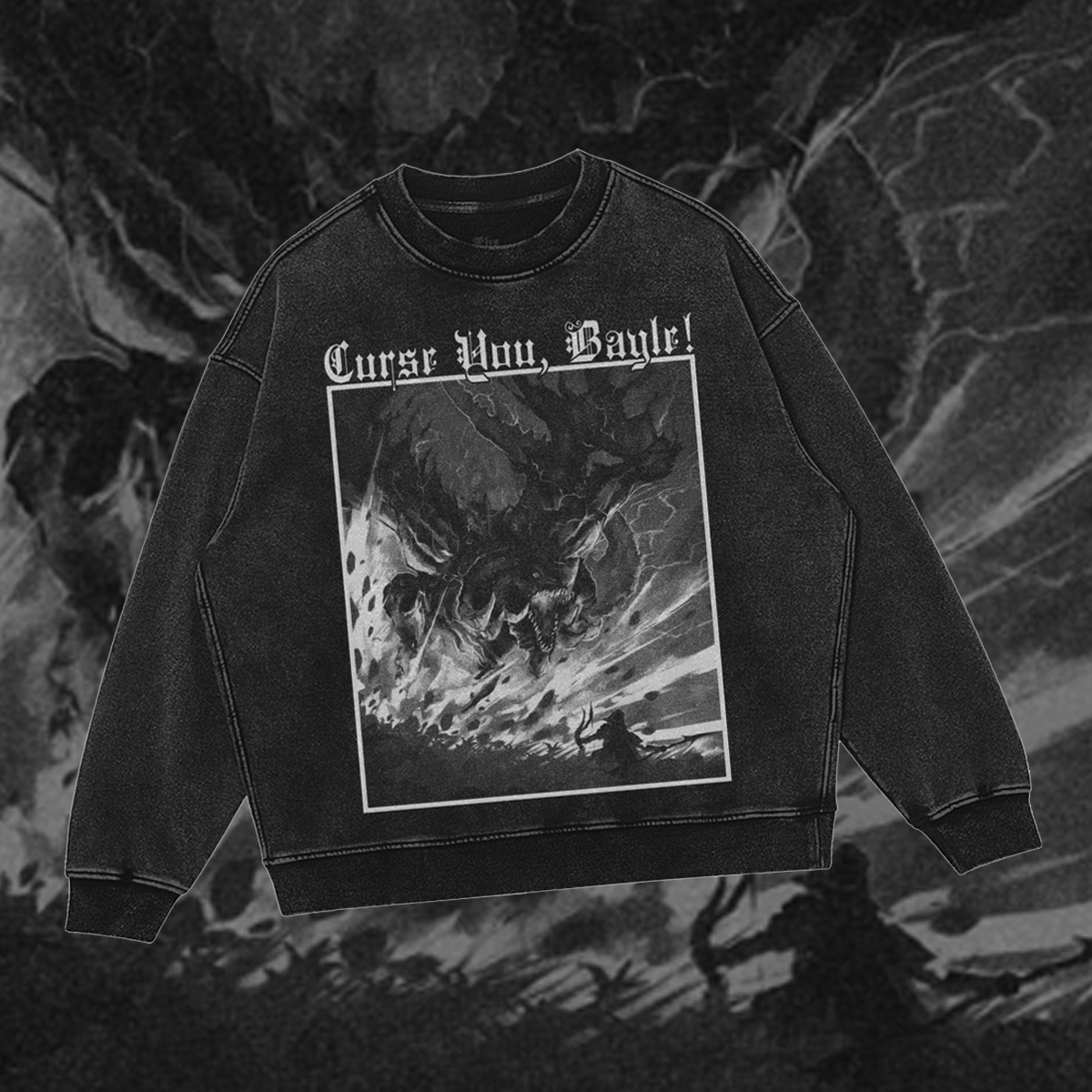 Curse You, Bayle! | Gothic Soulsborne Oversized Sweatshirt