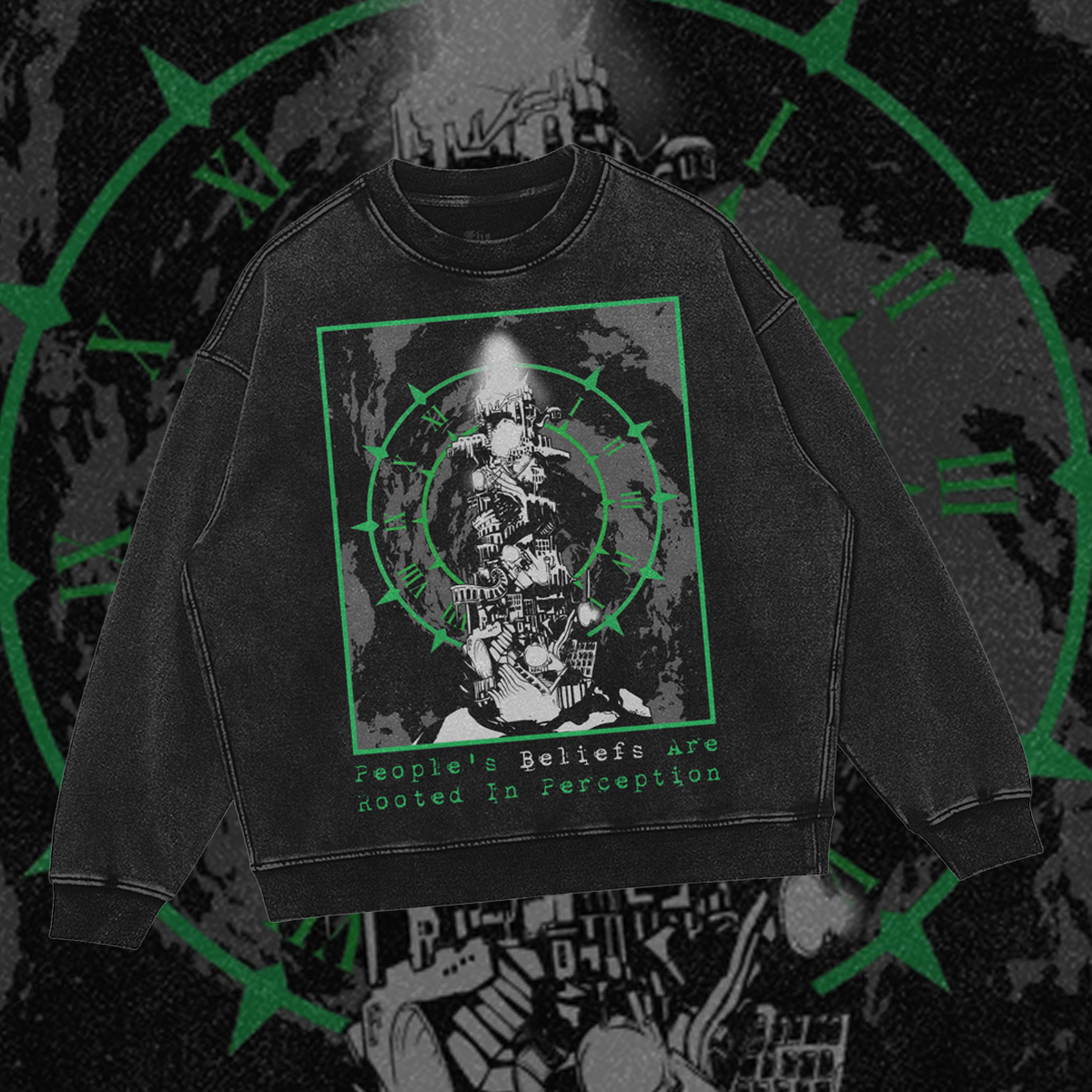People's Beliefs Are Rooted In Perception | Tartarus P3 | Retro RPG | Oversized Gothic Sweatshirt