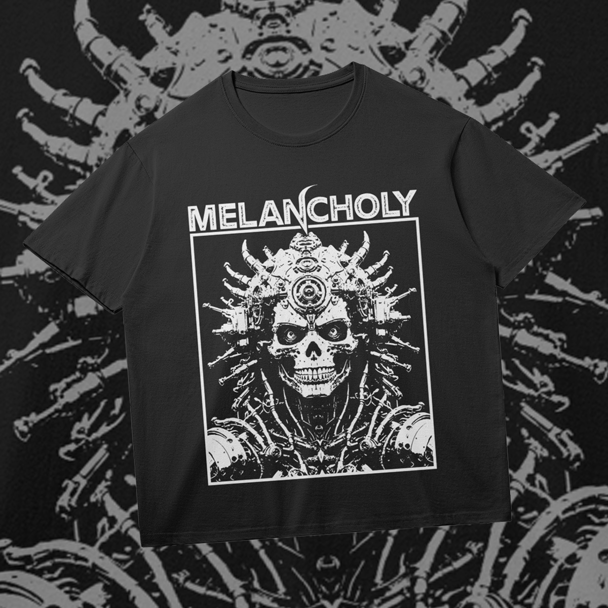 Melancholy | Gothic Cyber Skull Art | Shirt